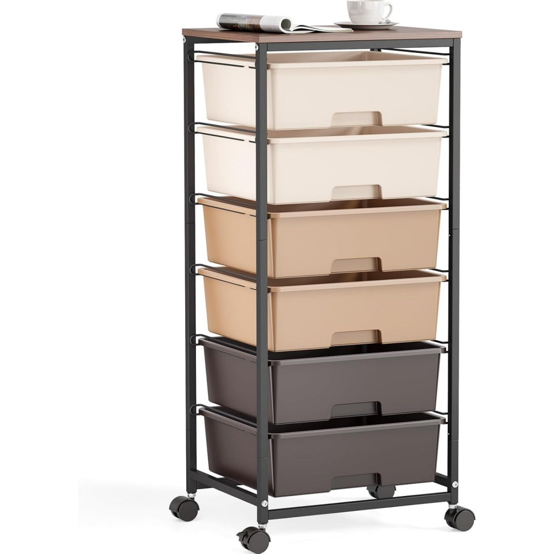 Profilo moderno carrelli portaoggetti con cassetti in legno marrone