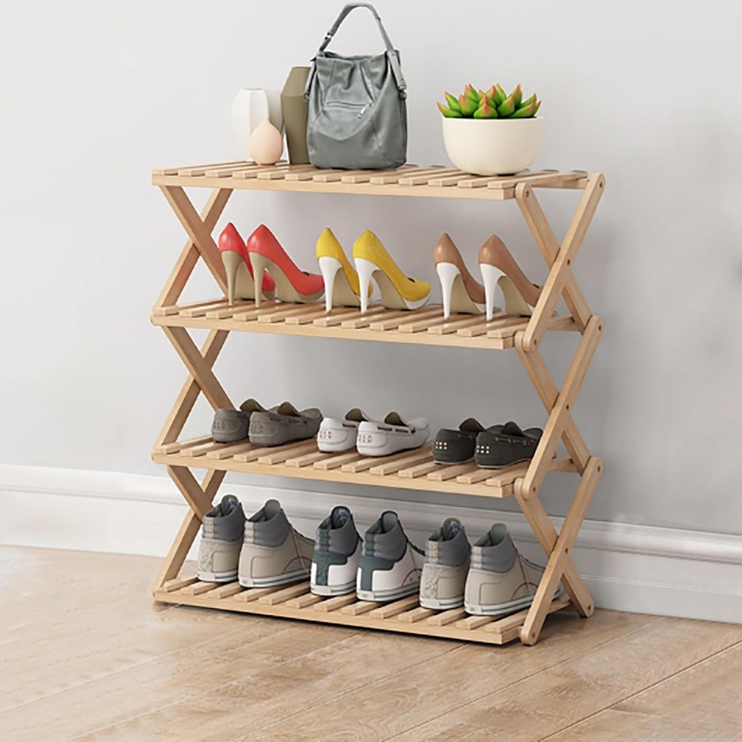 Design versatile scaffali pieghevoli per scarpe beige