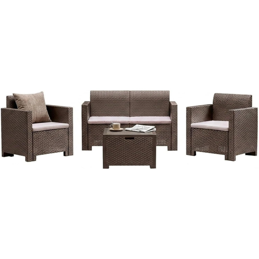 Arredo contemporaneo set soggiorno con contenitore da esterno