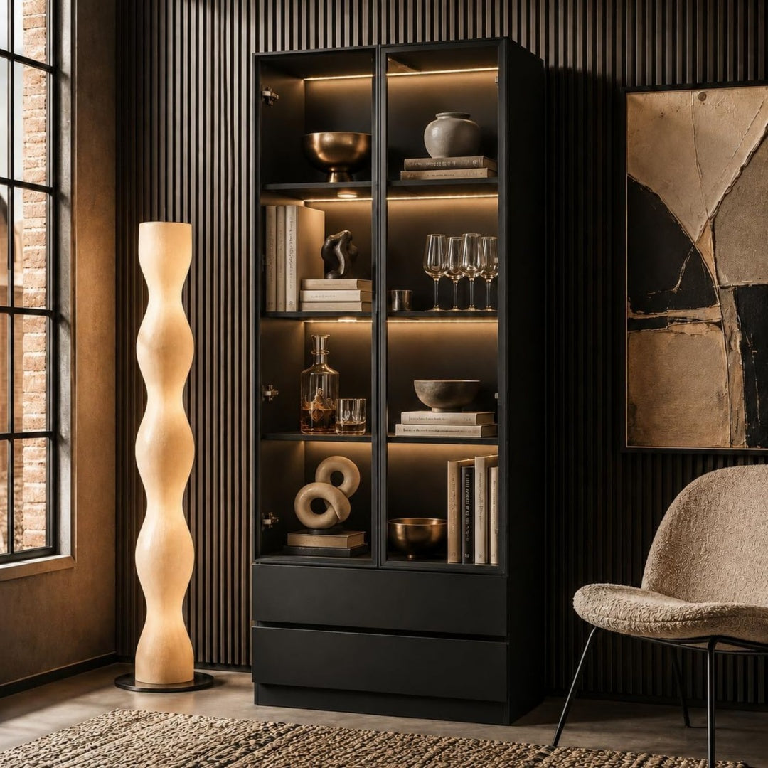 Accento naturale vetrinette in vetro illuminato bianco
